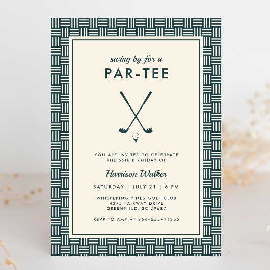 Mens Golf Birthday Party Any Age Modern Green Kaart