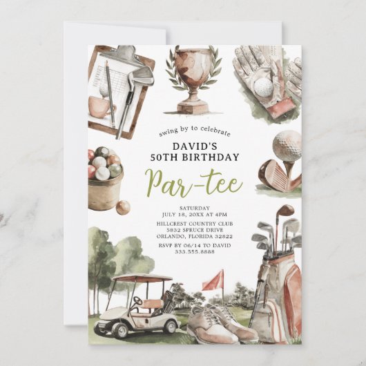 Men's Golf Outdoor Adult Birthday Kaart (Voorkant)