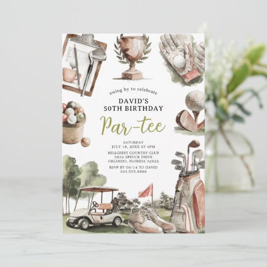 Men's Golf Outdoor Adult Birthday Kaart (Staand voorkant)