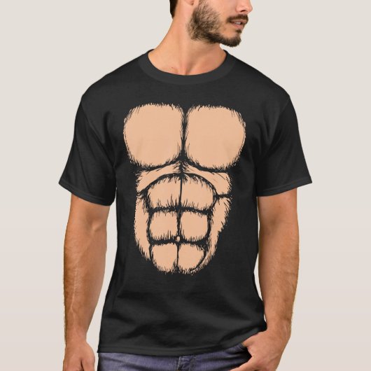 Mens Gorilla Chest Muscles Six Pack T-shirt (Voorkant)