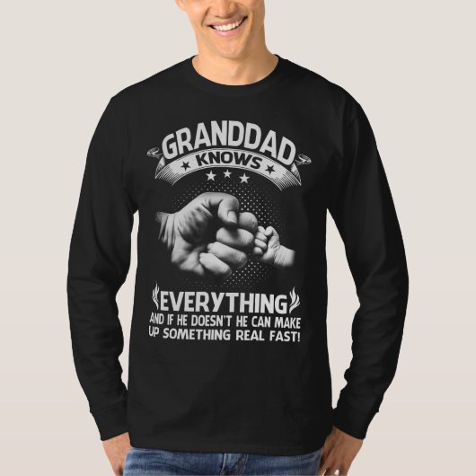 Mens GRANDDAD Knows Everything Shirt 60th Gift Fun (Voorkant)