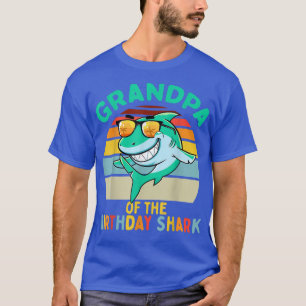 Mens Grandpa Matching Family Shark Birthday T-shirt