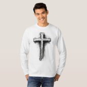 Men's Graphic Christian Cross Long Sleeve Tee  T-shirt (Voorkant volledig)