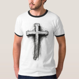 Men's Graphic Christian Cross Ringer Tee T-shirt