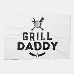Mens Grill Daddy BBQ En Roken Voor Vaderdag Theedoek