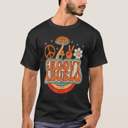 Mens Groovy Abuelo 70s Aesthetic Nostalgia 1970's  T-shirt (Voorkant)