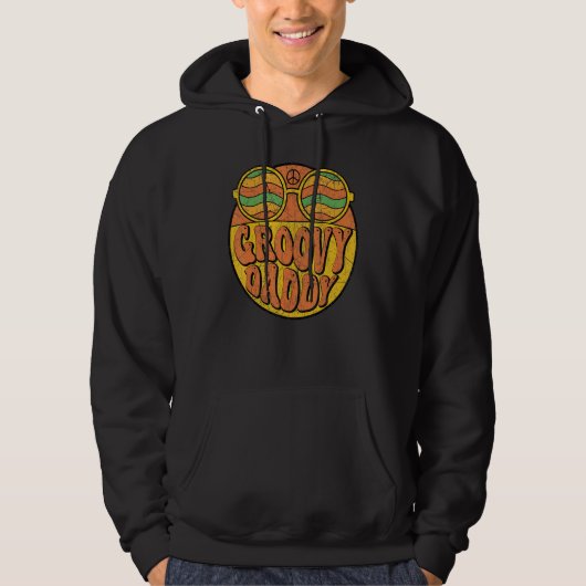 Mens Groovy Daddy 70s Aesthetic Nostalgia 1970's R Hoodie (Voorkant)