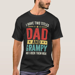 Mens Groovy Ik Heb Twee Titels Papa En Opa Vaderda T-shirt