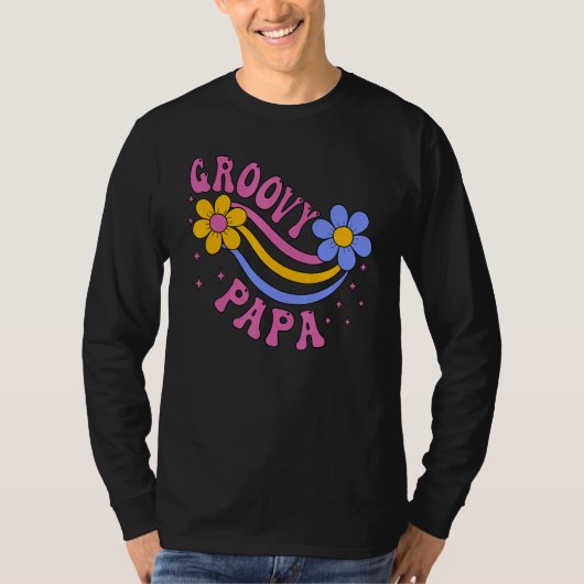 Mens Groovy Papa 70s Aesthetic Nostalgia 1970's Re T-shirt (Voorkant)