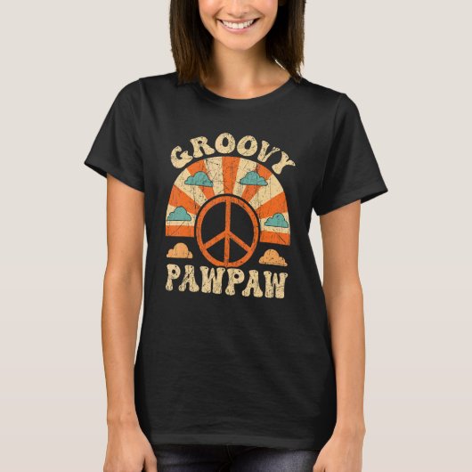 Mens Groovy Pawpaw 70s Aesthetic Nostalgia 1970's  T-shirt (Voorkant)