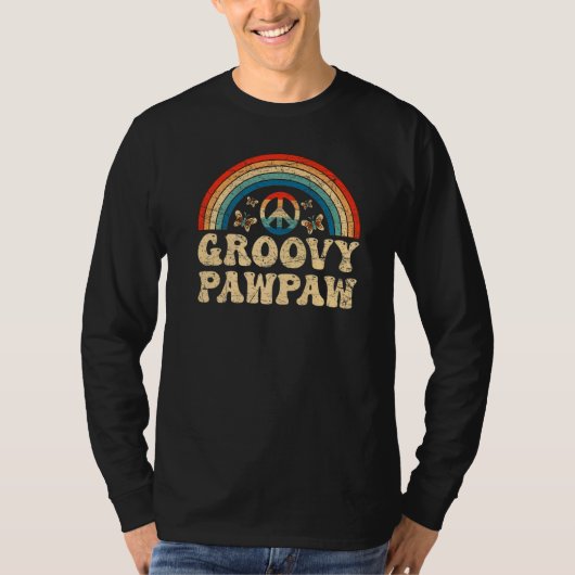 Mens Groovy Pawpaw 70s Aesthetic Nostalgia 1970's  T-shirt (Voorkant)