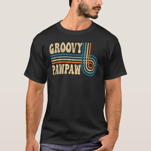 Mens Groovy Pawpaw 70s Aesthetic Nostalgia 1970's T-shirt (Voorkant)