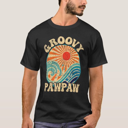 Mens Groovy Pawpaw 70s Aesthetic Nostalgia 1970's  T-shirt (Voorkant)