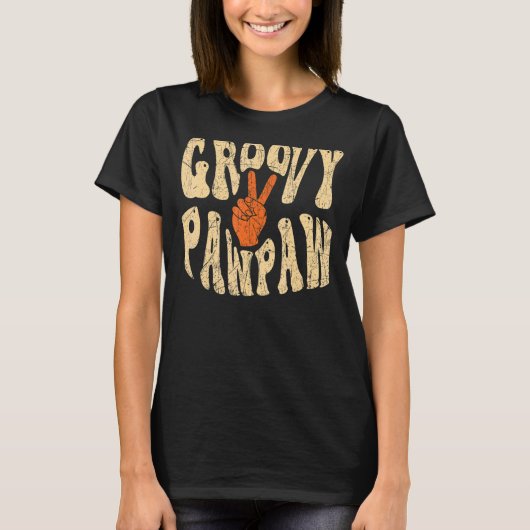 Mens Groovy Pawpaw 70s Aesthetic Nostalgia 1970's  T-shirt (Voorkant)