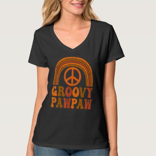 Mens Groovy Pawpaw 70s Aesthetic Nostalgia 1970's  T-shirt (Voorkant)