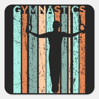 Mens Gymnastics Retro Distressed Birthday Kids Vierkante Sticker