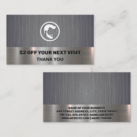 Mens Haar Baard Icoon | Korting Loyaliteit Visitekaartje (Voorkant / Achterkant)