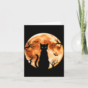 Mens Halloween Kat Maan Zwarte Kat Enge Vleermuis  Kaart
