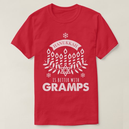 Mens Hanukkah Is Better with Gramps Matching Famil T-shirt (Design voorkant)