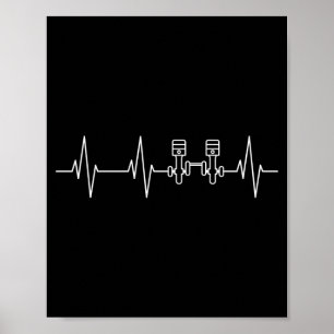 Mens hartslag krukas zuigermotor werkplaats poster