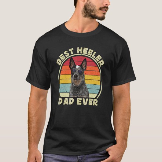 Mens Heeler Dad For Men Retro Blue Australian Catt T-shirt (Voorkant)