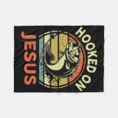 Mens Hooked On Jesus Christian Fishing-shirt Funny Fleece Deken (Voorkant (Horizontaal))