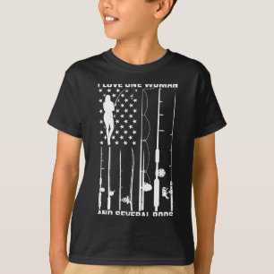 Mens houdt van één vrouw en verschillende hengels t-shirt