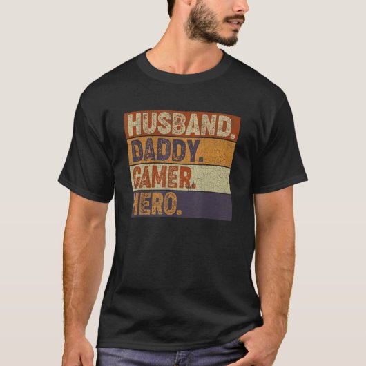 Mens  Husband Dad Father Gamer Gaming T-shirt (Voorkant)