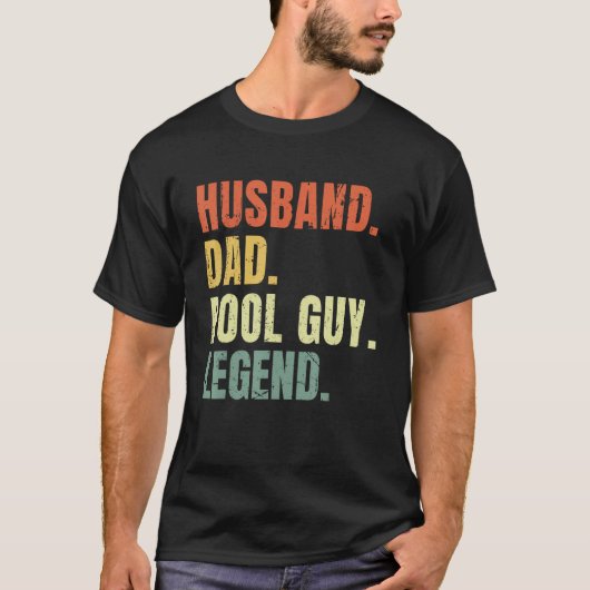Mens Husband Dad Pool Guy Legend Funny Fathers Day T-shirt (Voorkant)
