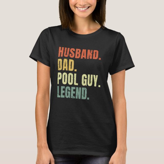 Mens Husband Dad Pool Guy Legend Funny Fathers Day T-shirt (Voorkant)