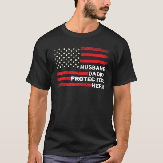 Mens Husband Daddy Protector Hero American Flag Fl T-shirt (Voorkant)