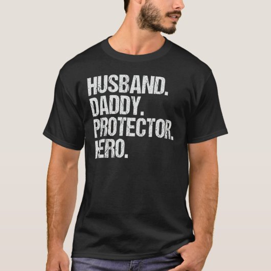 Mens Husband Daddy Protector Hero Fathers Day Camo T-shirt (Voorkant)