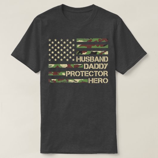 Mens Husband Daddy Protector Hero Fathers Day Fla T-shirt (Design voorkant)