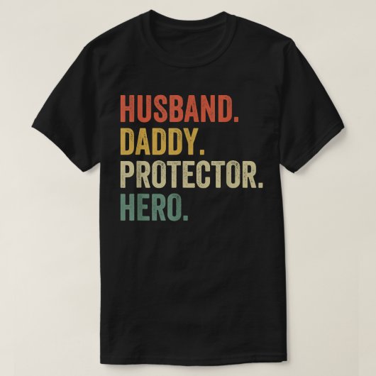 Mens Husband Daddy Protector Hero Father's Day Vin T-shirt (Design voorkant)