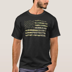 Mens Husband Daddy Protector Hero Happy Father's D T-shirt