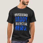 Mens Husband Daddy Protector Hero Happy Fathers Da T-shirt (Voorkant)