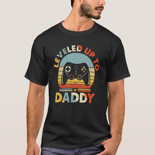 Mens I Leveled Up To Daddy 2023 Soon To Be Dad Fat T-shirt (Voorkant)