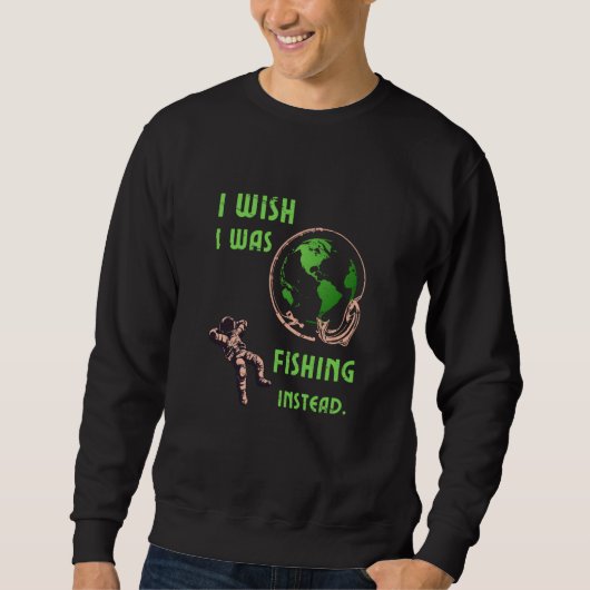 Mens I Wish I Was Fishing Instead Fisherman Retro  Trui (Voorkant)