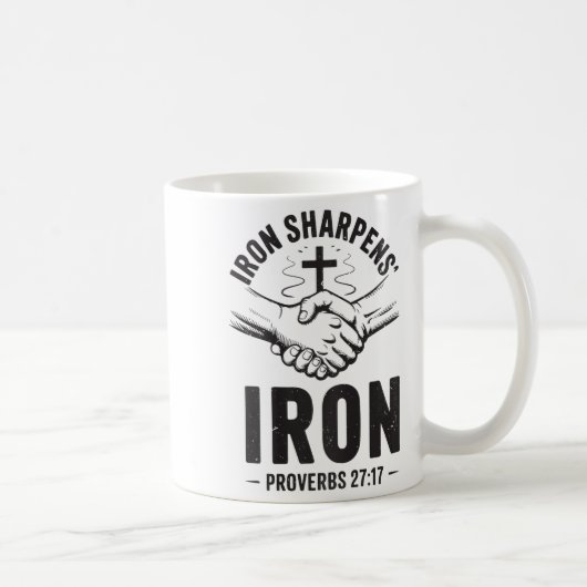 Men's Iron Sharpens Iron Proverbs 27 7 Christian G Koffiemok (Rechts)