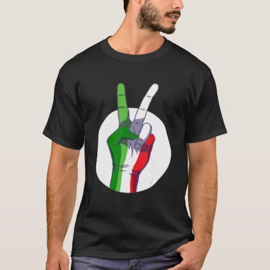 Mens Italian Flag peace sign  Victory Sign Nationa T-shirt (Voorkant)