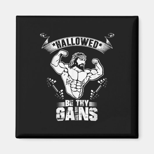 Mens Jesus Bodybuilding T Shirt - Funny Jesus Weig Magneet (Voorkant)