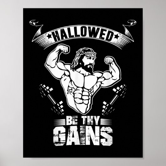 Mens Jesus Bodybuilding T Shirt - Funny Jesus Weig Poster (Voorkant)