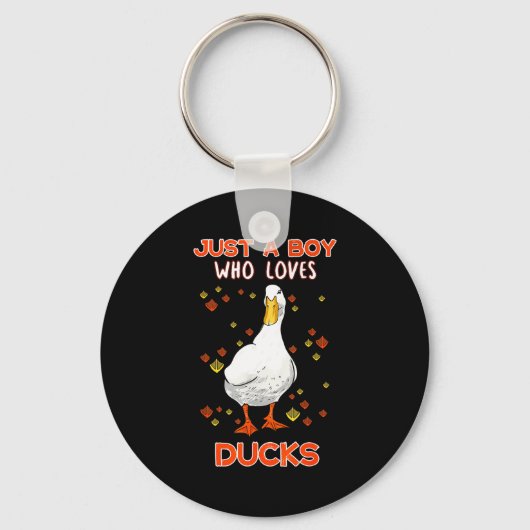 Mens Just A Boy Who Loves Ducks Funny Duck Lover Q Sleutelhanger (Voorkant)