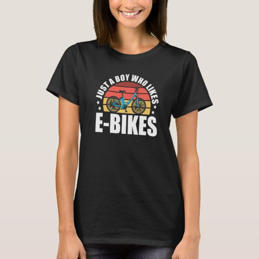 Mens Just A Boy Who Loves E-Bikes Mountainbiker Cy T-shirt (Voorkant)