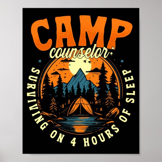 Mens kampeerbegeleider overleeft op 4 uur slaap poster (Voorkant)