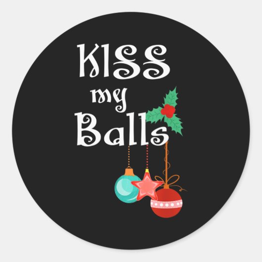 Mens Kiss My Xmas Funny Adult Humor Christmas  Ronde Sticker (Voorkant)