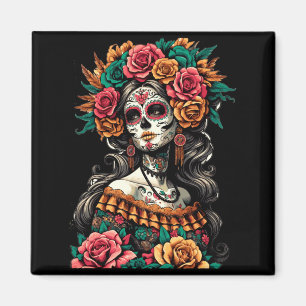 Mens La Catrina Kleurrijke Schedel Mexicaanse Dia Magneet