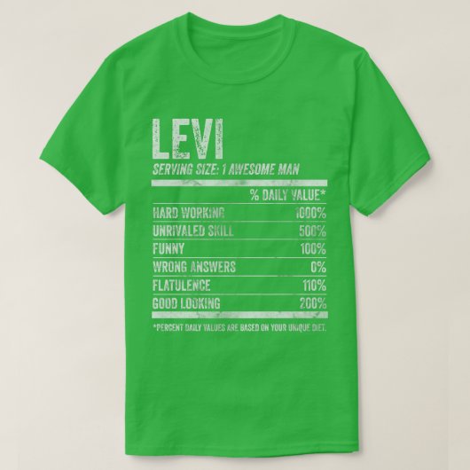 Mens Levi Nutrition Personalized Name  Funny Name  T-shirt (Design voorkant)
