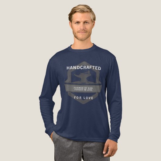 Men's Long Sleeve Handcrafted For Love Tri-Blend Shirt (Voorkant)