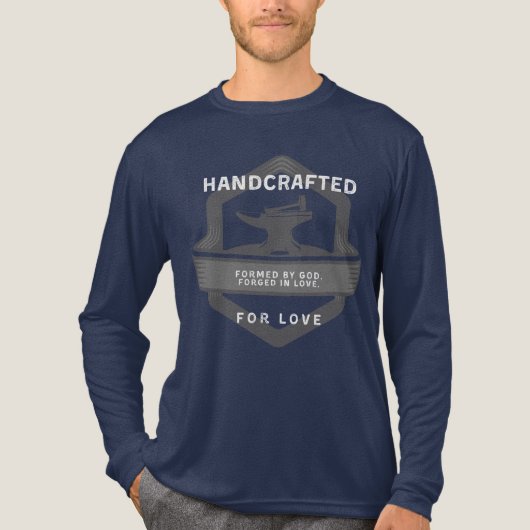 Men's Long Sleeve Handcrafted For Love Tri-Blend Shirt (Voorkant volledig)